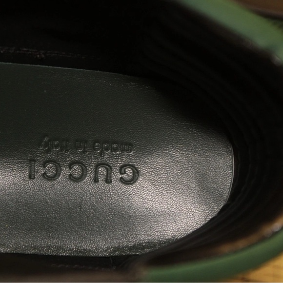 NWT Gucci Men’s Black and Green Snakeskin & Leather Sneakers 368423 - US Sz 10.5 - Picture 13 of 16